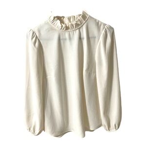 J. Crew Cream  with‎ Ruffled Collar Blouse